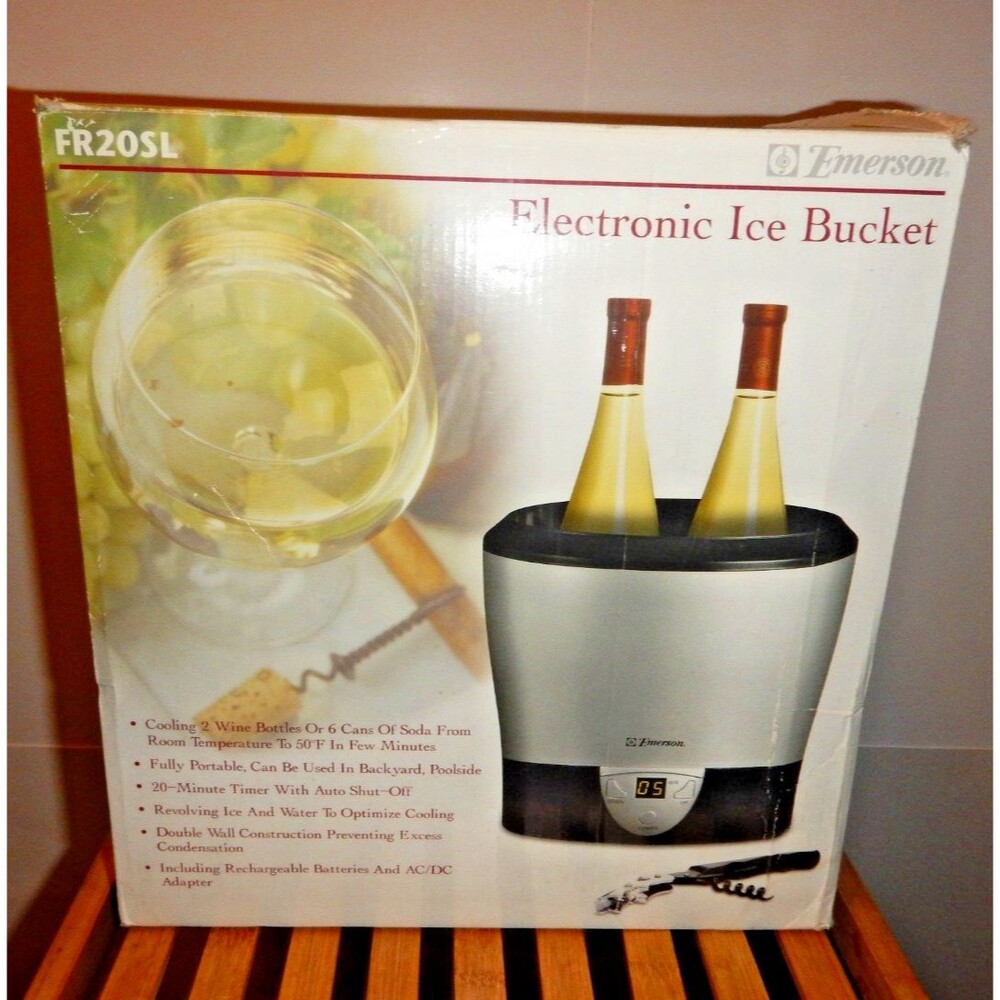 Emerson FR20SL Portable Poolside Electronic Ice Bucket Wine Bottle Soda Cooler